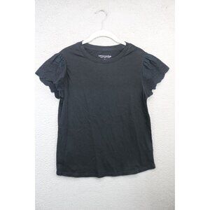 Soft Surroundings Short Emboridered Sleeve Black Top-Size XS-Whimsigoth